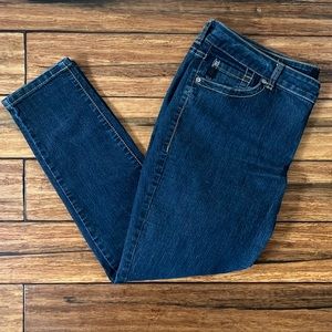 dark wash skinny jeans.